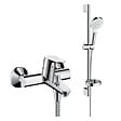 HANSGROHE - Pack mitigeur baignoire mécanique Focus C2 chromé + Ensemble de douche Crometta 2 jets blanc/chromé - vignette