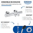 GROHE - Pack mitigeur BD thermostatique Grohtherm 800 Cosmopolitan + Douchette Vitalio Start 110 + Barre Quickflix + Flexible - vignette