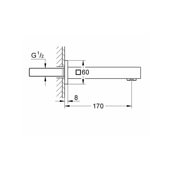 GROHE - Eurocube bec de baignoire mural, hard graphite brossé (13303AL0) - large
