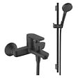 HANSGROHE - Pack mitigeur baignoire mécanique Vernis Blend + Ensemble pommeau Vernis Blend EcoSmart 2 jets avec barre noir mat - vignette
