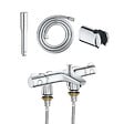 GROHE - Mitigeur baignoire thermostatique Precision Trend avec colonnettes Idro'Flex + Douchette 1 jet + Flexible + Support - vignette