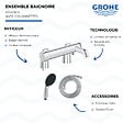 GROHE - Mitigeur baignoire mécanique Essence avec colonnettes Idro'Flex + Douchette 2 jets Start + Flexible - vignette