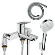 HANSGROHE - Mitigeur bain mécanique Logis + Pommeau de douche Crometta avec flexible et support - vignette