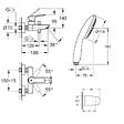 GROHE - Mitigeur bain douche mécanique Start 2021 noir mat + Douchette 2 jets Vitalio Start 110 avec flexible et support - vignette