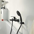 GROHE - Mitigeur bain douche mécanique Start 2021 noir mat + Douchette 2 jets Vitalio Start 110 avec flexible et support - vignette