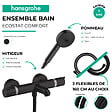 HANSGROHE - Pack mitigeur bain douche thermostatique Ecostat Comfort + Flexible Designflex + Pommeau Pulsify 3jets Relaxation noir - vignette