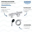 GROHE - Mitigeur baignoire thermostatique Grohtherm 800 Cosmopolitan 1/2 avec colonnettes Idro'Flex + Douchette 2 jets Start + Flexible - vignette