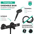 HANSGROHE - Pack mitigeur bain douche thermostatique Ecostat Comfort  + Flexible Designflex + Pommeau Vernis Blend Vario noir mat - vignette