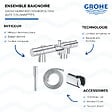 GROHE - Mitigeur baignoire thermostatique Grohtherm 800 Cosmopolitan 1/2 avec colonnettes Idro'Flex + Douchette 1 jet + Flexible + Support - vignette