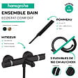 HANSGROHE - Pack mitigeur bain douche thermostatique Ecostat Comfort + Flexible Isiflex + Pommeau Pulsify E noir mat - vignette