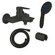 GROHE - Mitigeur bain douche mécanique Start Edge 2020 noir mat + Douchette 2 jets Vitalio Start 110 avec flexible et support - vignette