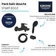GROHE - Mitigeur bain douche mécanique Start Edge 2020 noir mat + Douchette 2 jets Vitalio Start 110 avec flexible et support - vignette