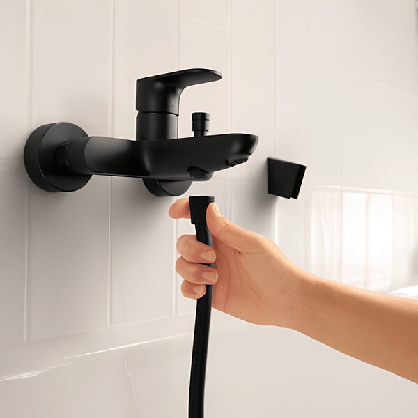 HANSGROHE - Mitigeur baignoire mécanique Rebris S noir mat - large