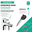 HANSGROHE - Pack mitigeur bain douche mécanique Vernis Blend C2 + Pommeau de douche Pulsify Select 105 + Flexible Isiflex chromé - vignette
