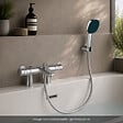 GROHE - Mitigeur baignoire thermostatique Grohtherm 800 avec colonnettes Idro'Flex + Douchette 2 jets Comfort + Flexible + Support - vignette