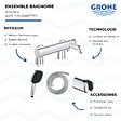 GROHE - Mitigeur baignoire mécanique Essence avec colonnettes Idro'Flex + Douchette 2 jets Comfort + Flexible + Support - vignette