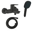 GROHE - Mitigeur bain douche mécanique Start 2021 noir mat + Douchette 2 jets Vitalio Comfort 110 + Flexible - vignette