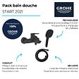 GROHE - Mitigeur bain douche mécanique Start 2021 noir mat + Douchette 2 jets Vitalio Comfort 110 + Flexible - vignette