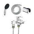 GROHE - Mitigeur baignoire mécanique Start Loop avec colonnettes Idro'Flex + Douchette 2 jets Start + Flexible + Support - vignette