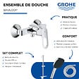 GROHE - Pack mitigeur douche monocommande BauLoop + Douchette Vitalio Comfort 110 + Barre Quickflix Vitalio Smartactive + Flexible - vignette