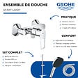 GROHE - Pack mitigeur douche mécanique StartLoop + Douchette Vitalio Comfort 110 + Barre Quickflix Vitalio Smartactive + Flexible - vignette