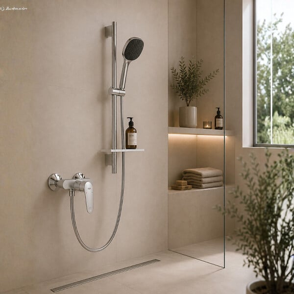 GROHE - Pack mitigeur douche mécanique Swift + Douchette Vitalio Comfort 110 + Barre Quickflix Vitalio Smartactive + Flexible - large