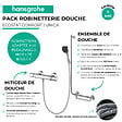 HANSGROHE - Mitigeur thermostatique Ecostat Comfort + Barre PMR Unica droite + Pommeau Pulsify Select 3 jets + Flexible Metaflex - vignette