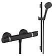 HANSGROHE - Pack mitigeur douche thermostatique Ecostat Comfort + Ensemble pommeau Vernis Blend EcoSmart 2 jets avec barre noir mat - vignette