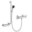 HANSGROHE - Mitigeur thermostatique Ecostat Comfort + Barre PMR Unica gauche + Pommeau Pulsify Select 3 jets + Flexible Metaflex - vignette