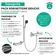 HANSGROHE - Mitigeur thermostatique Ecostat Comfort + Barre PMR Unica gauche + Pommeau Pulsify Select 3 jets + Flexible Metaflex - vignette