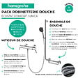 HANSGROHE - Mitigeur thermostatique Ecostat Comfort Care + Barre PMR Unica droite + Pommeau Pulsify Select 3jets + Flexible Metaflex - vignette