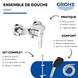 GROHE - Pack mitigeur douche mécanique Start + Douchette Vitalio Comfort 110 + Barre Quickflix Vitalio Smartactive + Flexible - vignette