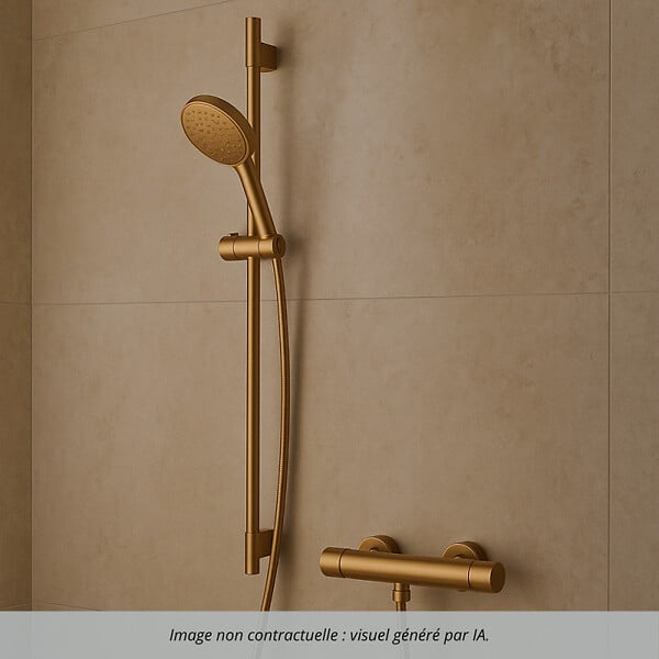 DURAVIT - Pack mitigeur douche thermostatique 1000 + Barre 90 cm + Pommeau 3 jets + Flexible 160 cm Bronze brossé - large