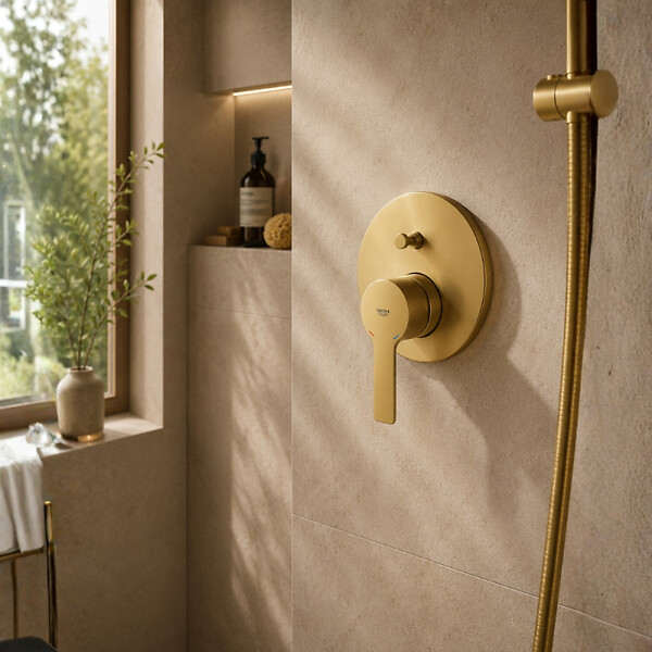 GROHE - Façade robinet encastré monocommande 2 sorties Lineare Cool Sunrise - large