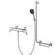 HANSGROHE - Mitigeur thermostatique Ecostat Comfort Care + Barre PMR Unica droite + Pommeau Pulsify Select + Flexible Designflex - vignette