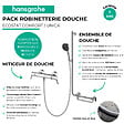 HANSGROHE - Mitigeur thermostatique Ecostat Comfort Care + Barre PMR Unica droite + Pommeau Pulsify Select + Flexible Designflex - vignette