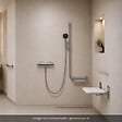 HANSGROHE - Mitigeur thermostatique Ecostat Comfort + Barre PMR Unica droite + Pommeau Pulsify Select 3 jets + Flexible Designflex - vignette