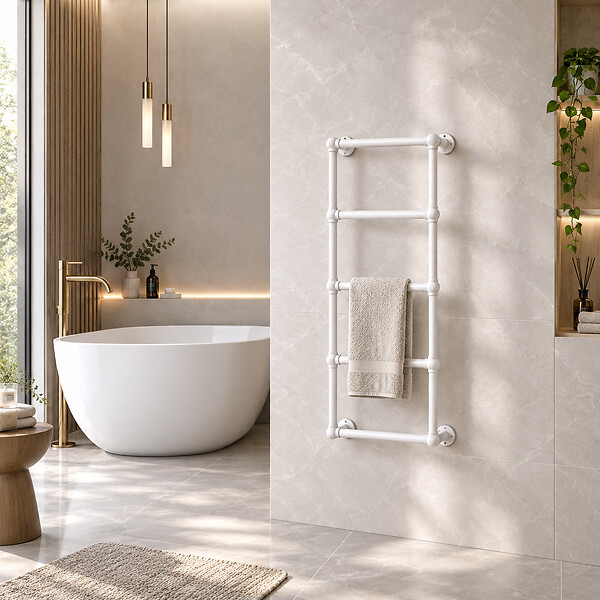 OTITEC - Sèche-serviettes eau chaude 120x53cm Blanc - ROMEO - large