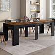 ID MARKET - Table console extensible ORLANDO 10 personnes 235 cm bois effet vieilli et noir - vignette