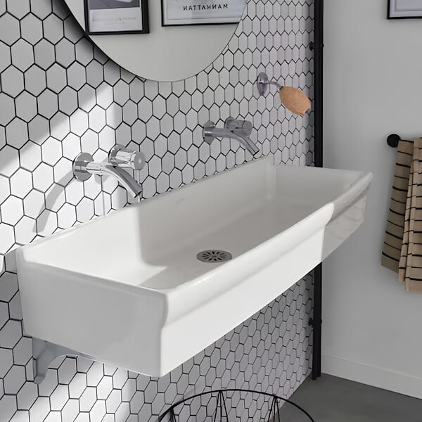 JACOB DELAFON - Lavabo suspendu Duo céramique blanc avec paire d'équerres réglables - large