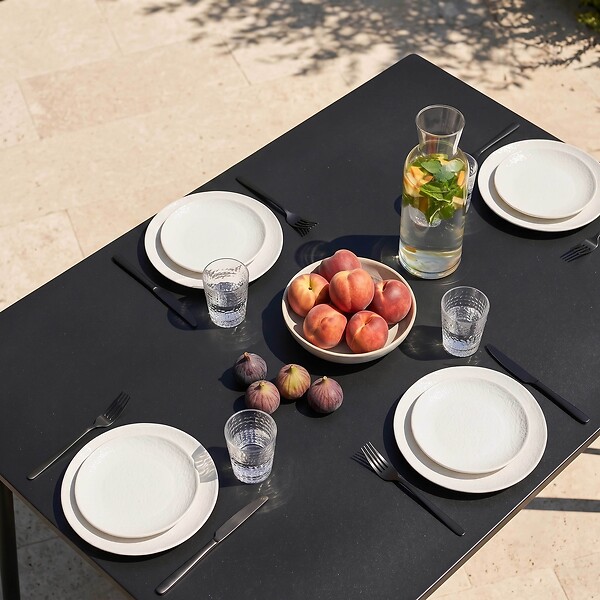 OVIALA - Table de jardin en acier 120 x 70 cm 6 places noir - Palavas - large