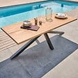 OVIALA - Table de jardin en aluminium et bois d'acacia 8 places 240x95 cm - Stella - vignette