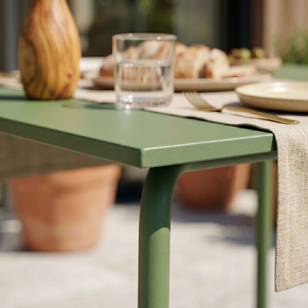 OVIALA - Table de jardin en acier 6 places 120 cm vert cactus - Palavas - large