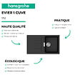 HANSGROHE - Evier 1 bac 840 S52 synthèse noir + robinet de cuisine Focus M41 160 aspect acier inox - vignette