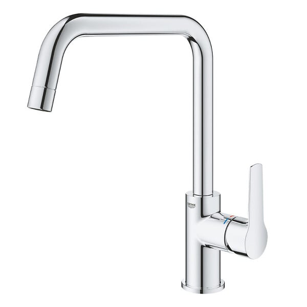 SWISS AQUA TECHNOLOGIES - 62x44 cm kit évier avec égouttoir réversible en Granite, à encastrer, blanc + mitigeur lavabo/cuisine Grohe Start (SATSE2WG304) - large