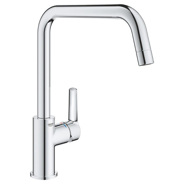 SWISS AQUA TECHNOLOGIES - 76x44 cm évier avec égouttoir réversible en Granite, à encastrer, blanc + mitigeur lavabo/cuisine Grohe Start (SATSE3WG304) - large
