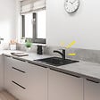 SWISS AQUA TECHNOLOGIES - 62x44 cm évier avec égouttoir réversible en Granite, à encastrer, noir + mitigeur lavabo/cuisine Grohe Start (SATSE2BG431) - vignette