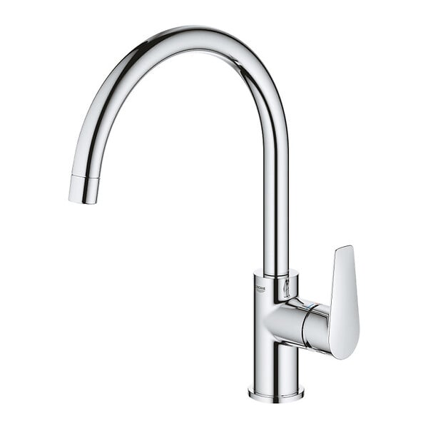 SWISS AQUA TECHNOLOGIES - 62x44 cm évier avec égouttoir réversible en Granite, à encastrer, blanc + mitigeur lavabo/cuisine Grohe StartEdge (SATSE2WG313) - large
