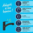 SWISS AQUA TECHNOLOGIES - 76x44 cm évier avec égouttoir réversible en Granite, à encastrer, blanc + mitigeur lavabo/cuisine Grohe Start (SATSE3WG303) - vignette