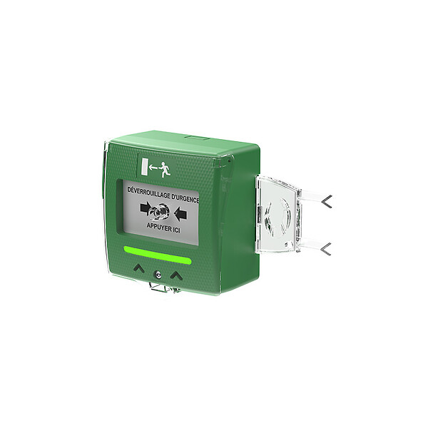 SEWOSY - Sewosy Déclencheur manuel vert 2 contacts et buzzer/LED. Réaliser en ABS. Contact NO/NC libre de potentiel. Texte en Français. - large